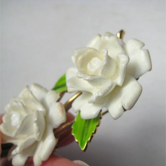 Crown Trifari Brooch Pin Vintage 1960 1950 Flower Enamel Mid Century MOD - Picture 6 of 10